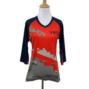 Yeti Beti Jersey Shirt Womens M Medium 3/4 Sleeves Raglan Sunblock Cycling Top